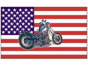 American Flag With Motorcycle Design 3' X 5'